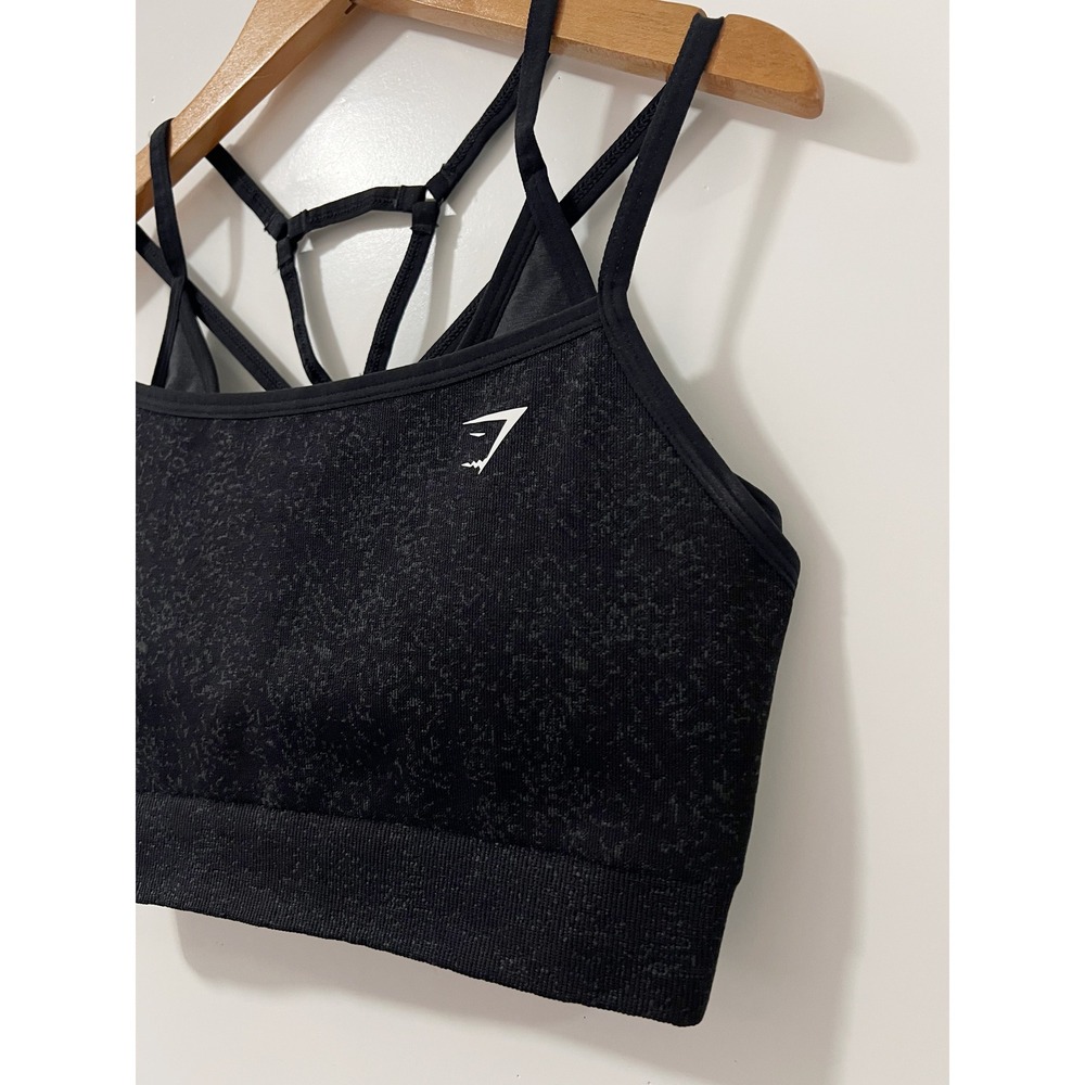 Gymshark Black Adapt Fleck Strappy Back Medium Impact Sports Bra Activewear - Picture 2 of 6